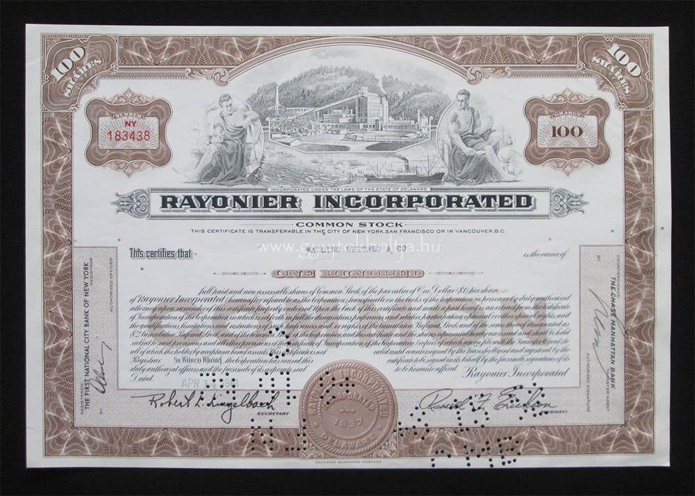 USA részvény - Rayonier Incorporated 100